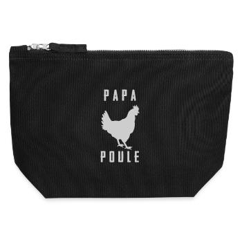 DAD HEN Rooster Silhouette - Canvas Zip Pouch 12 x 13 cm - black - Front