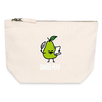 Shakes-Pear, Drôle de Shakespeare Pun Pear - Pochette zippée en toile 12 x 13 cm - blanc naturel - Devant