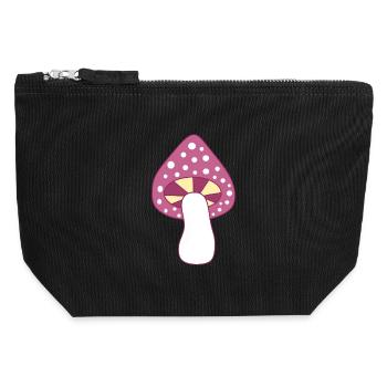 Champignon mouche agaric violet motif personnalisable - Pochette zippée en toile 12 x 13 cm - noir - Devant