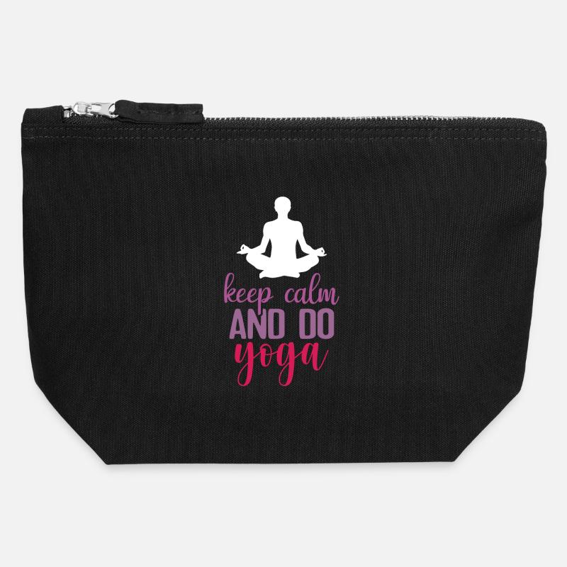 Keep Calm and Do Yoga - Canvas Zip Pouch 12 x 13 cm - black