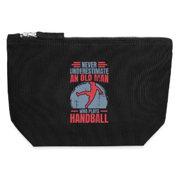 Handball Großvater - Canvas Reißverschluss-Täschchen (12 x 13 cm) - Schwarz - Vorne