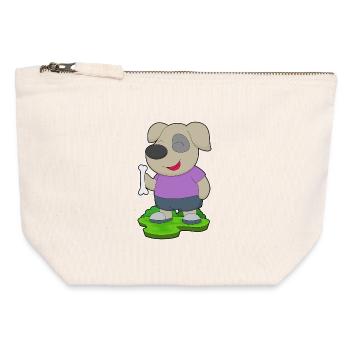 Os de chien - Pochette zippée en toile 12 x 13 cm - blanc naturel - Devant