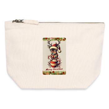 Christmas venison with hot chocolate - Canvas Zip Pouch 12 x 13 cm - nature - Front