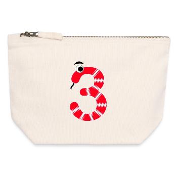 Number 3 Snake Red Kids - Canvas Zip Pouch 12 x 13 cm - nature - Front