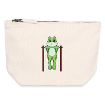 Frosch Bodybuilder Klimmzüge Bodybuilding - Canvas Reißverschluss-Täschchen (12 x 13 cm) - Naturweiß - Vorne
