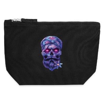 Mystical skull with talisman and edelweiss - Canvas Zip Pouch 12 x 13 cm - black - Front