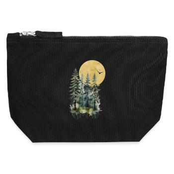 Moonlit Pine Woodland - Canvas Zip Pouch 12 x 13 cm - black - Front