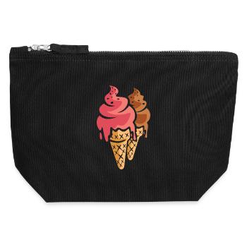 Zwei Eiscremes Cartoon Design - Canvas Zip Pouch 12 x 13 cm - black - Front