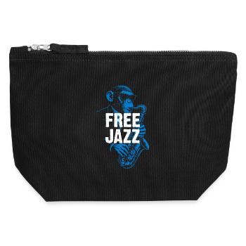 Blue Sax Free Jazz - Canvas Reißverschluss-Täschchen (12 x 13 cm) - Schwarz - Vorne
