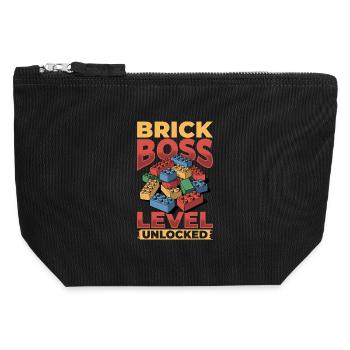 Building Blocks Kids Brick Builder - Canvas Reißverschluss-Täschchen (12 x 13 cm) - Schwarz - Vorne