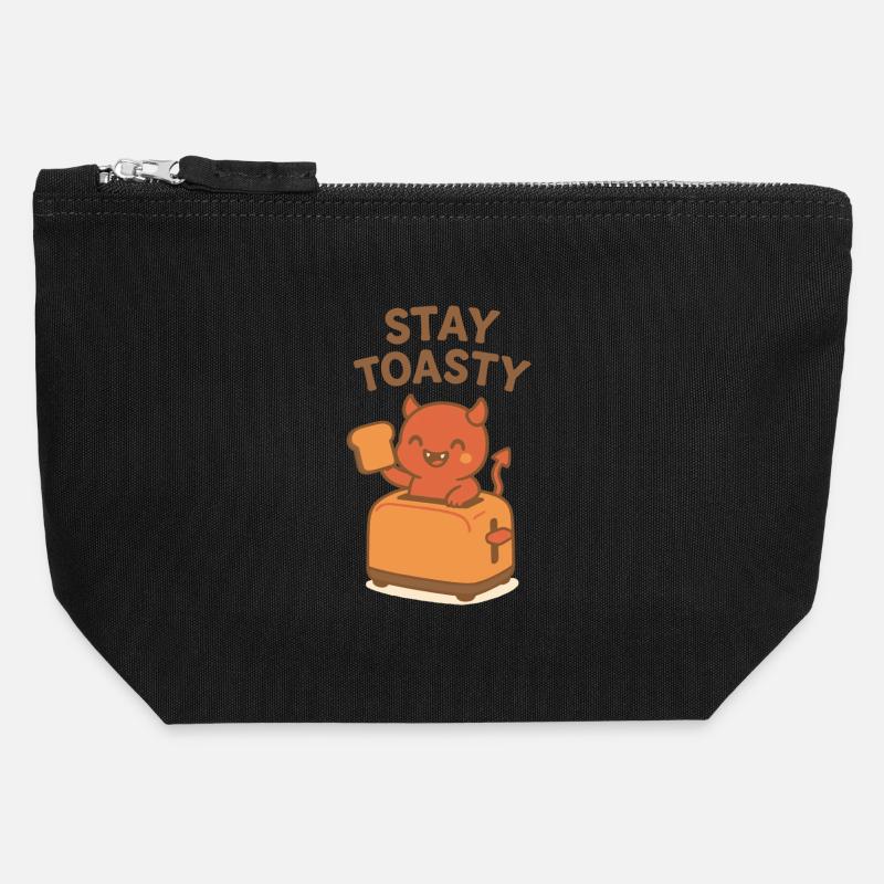Toasty Devil Breakfast - Canvas Zip Pouch 12 x 13 cm - black