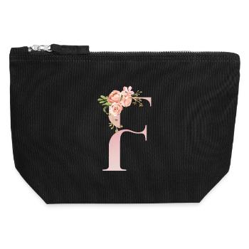 Romantisches pastellfarbenes Blumen-F - Canvas Reißverschluss-Täschchen (12 x 13 cm) - Schwarz - Vorne