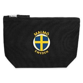 Malmö Sweden Shield - Canvas Zip Pouch 12 x 13 cm - black - Front