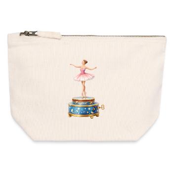 Ballerina on music box illustration - Canvas Zip Pouch 12 x 13 cm - nature - Front