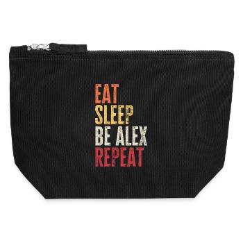 Eat Sleep Be Alex Repeat Retro Name - Canvas Zip Pouch 12 x 13 cm - black - Front