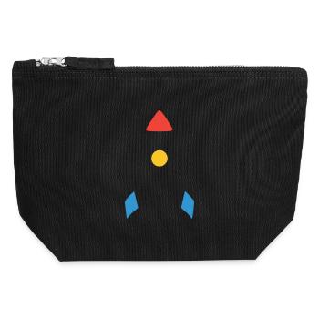 Vaisseau spatial fusée abstrait - Pochette zippée en toile 12 x 13 cm - noir - Devant