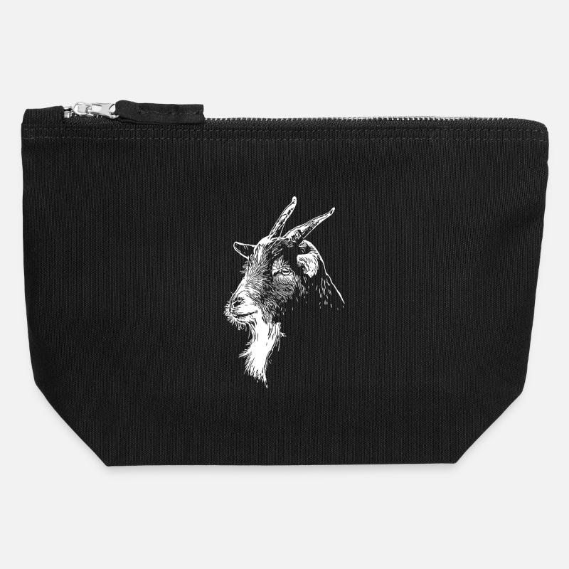 Graphisme minimaliste de silhouette de chèvre - Pochette zippée en toile 12 x 13 cm - noir