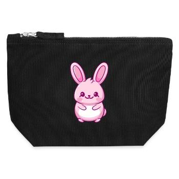 Cute kawaii bunny - Canvas Zip Pouch 12 x 13 cm - black - Front