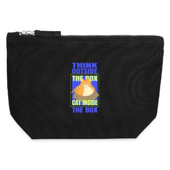 Think Outside the Box Cat Inside the Box - Canvas Zip Pouch 12 x 13 cm - black - Front