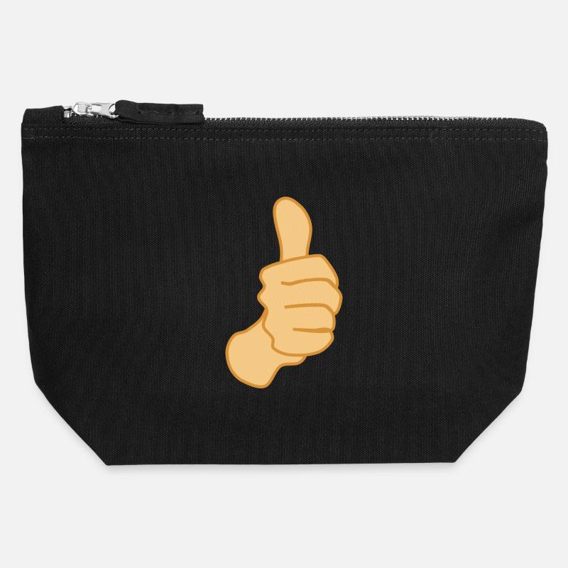 Pouce vers le haut Symbole Positif - Pochette zippée en toile 12 x 13 cm - noir