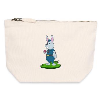 Bunny Policier Donut Police - Pochette zippée en toile 12 x 13 cm - blanc naturel - Devant