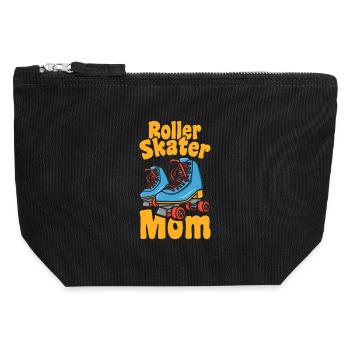 Rollschuh Mama - Canvas Reißverschluss-Täschchen (12 x 13 cm) - Schwarz - Vorne