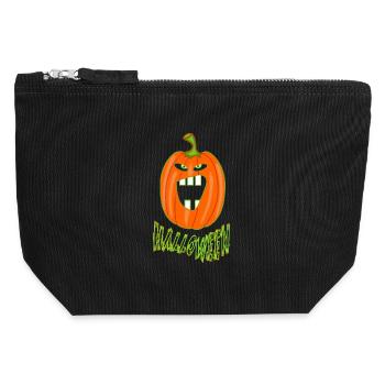 Autumnal pumpkin for Halloween - Canvas Zip Pouch 12 x 13 cm - black - Front