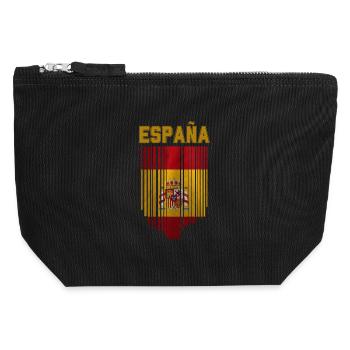Drapeau de l’Espagne, fierté espagnole - Pochette zippée en toile 12 x 13 cm - noir - Devant