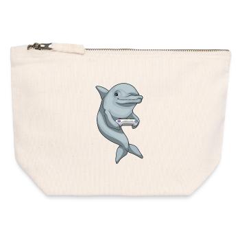 Delfin Gamer Controller - Canvas Reißverschluss-Täschchen (12 x 13 cm) - Naturweiß - Vorne