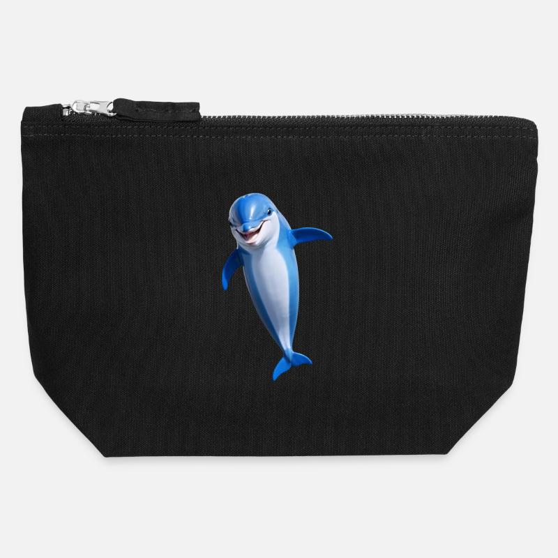Fröhlicher Delphin - Canvas Reißverschluss-Täschchen (12 x 13 cm) - Schwarz