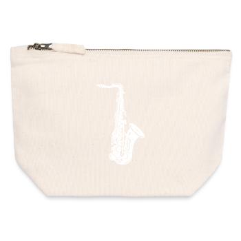 Saxophone Sketch - Canvas Zip Pouch 12 x 13 cm - nature - Front