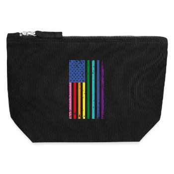 Drapeau arc-en-ciel des États-Unis - Pochette zippée en toile 12 x 13 cm - noir - Devant