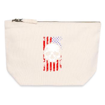 American Flag Skull - Canvas Zip Pouch 12 x 13 cm - nature - Front