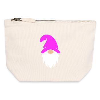 Gnome de Noël au chapeau rose - Pochette zippée en toile 12 x 13 cm - blanc naturel - Devant