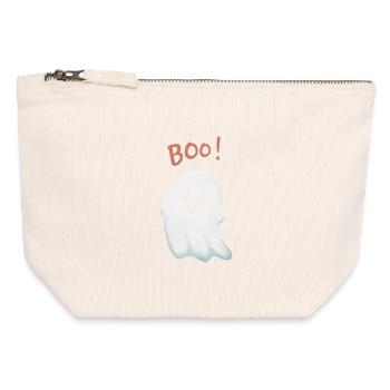 Boo Ghost : Fantôme mignon - Pochette zippée en toile 12 x 13 cm - blanc naturel - Devant