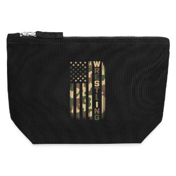 Wrestling USA Flagge Camo Patriot Design - Canvas Reißverschluss-Täschchen (12 x 13 cm) - Schwarz - Vorne