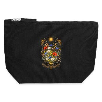 Mystischer Wildblumenstrauß Sonne Mond Floral  - Canvas Reißverschluss-Täschchen (12 x 13 cm) - Schwarz - Vorne
