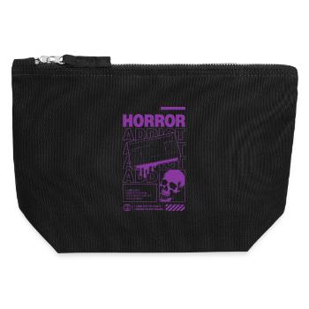 Horror Addict VHS Aesthetic Skull - Canvas Reißverschluss-Täschchen (12 x 13 cm) - Schwarz - Vorne