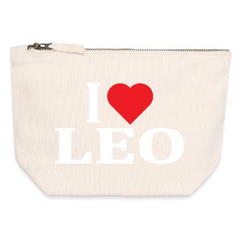 T-Shirt Name I love Leo T-Shirt Geschenkidee - Canvas Reißverschluss-Täschchen (12 x 13 cm) - Naturweiß - Vorne
