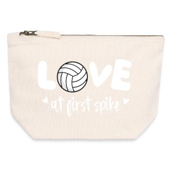 Coup de foudre Spike Funny Volleyball - Pochette zippée en toile 12 x 13 cm - blanc naturel - Devant