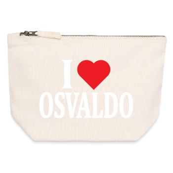 t shirt I love Osvaldo t-shirt gift idea - Canvas Zip Pouch 12 x 13 cm - nature - Front