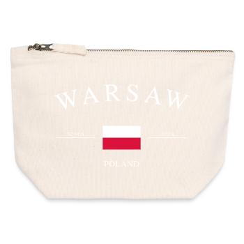 Varsovie, Pologne – Souvenir et cadeau de vacances - Pochette zippée en toile 12 x 13 cm - blanc naturel - Devant