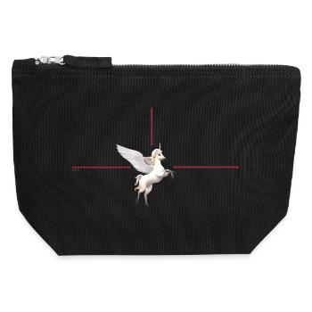 Licorne ailée devant des lignes rouges - Pochette zippée en toile 12 x 13 cm - noir - Devant