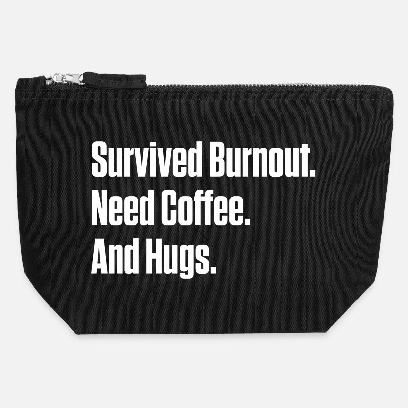 Burnout überlebt, brauche Kaffee und Umarmungen ND-Geschenk - Canvas Reißverschluss-Täschchen (12 x 13 cm) - Schwarz