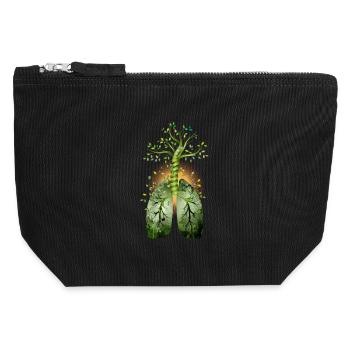 The forest, the green lung. Tree with lung - Canvas Zip Pouch 12 x 13 cm - black - Front
