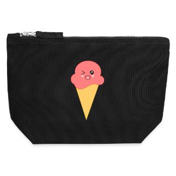 Eis Eiscreme Erdbeereis - Canvas Reißverschluss-Täschchen (12 x 13 cm) - Schwarz - Vorne
