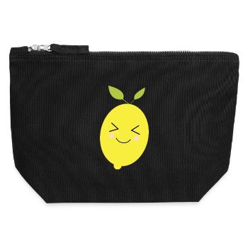 Citron, Citron vert, Citron vert, Fruits, Fruits, Végétalien - Pochette zippée en toile 12 x 13 cm - noir - Devant
