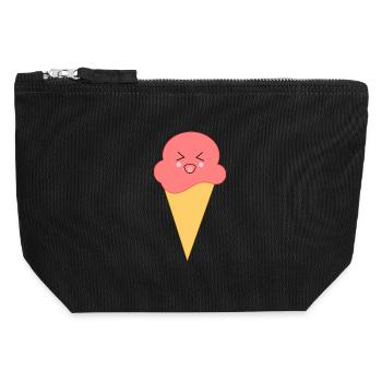 Crème glacée Crème glacée Crème glacée à la fraise Festival d’été - Pochette zippée en toile 12 x 13 cm - noir - Devant