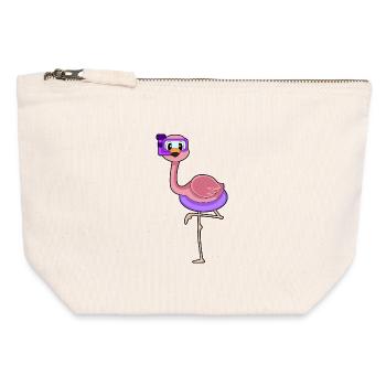 Flamingo Taucher Schnorchel Tauchen - Canvas Reißverschluss-Täschchen (12 x 13 cm) - Naturweiß - Vorne