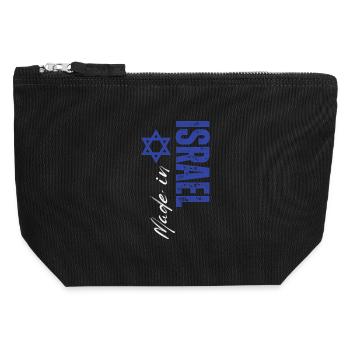 Fabriqué en Israël, design vertical - Pochette zippée en toile 12 x 13 cm - noir - Devant